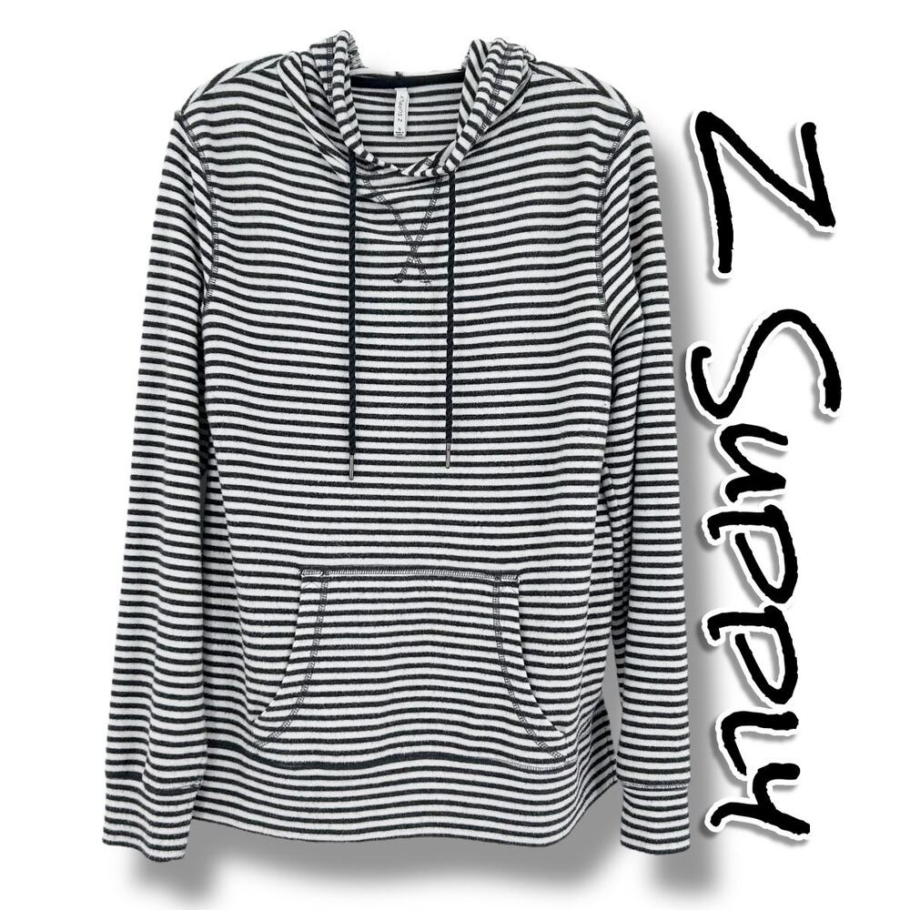 Z Supply Striped Pullover Hoodie Sweatshirt Cozy Soft Pocket Evereve Womens S